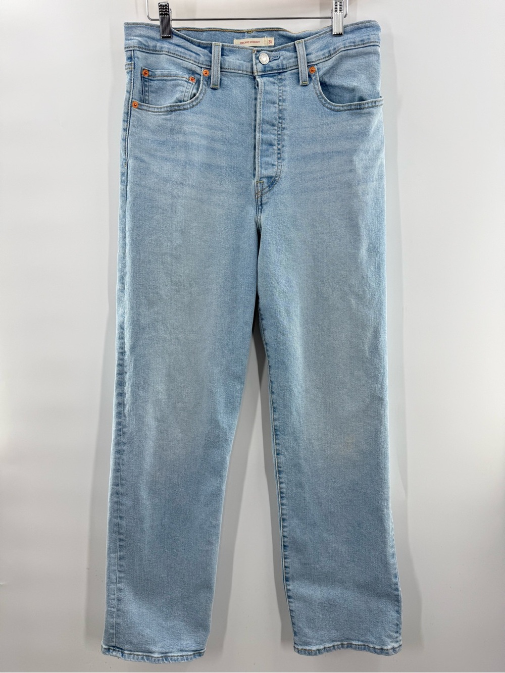Levi’s Ribcage Straight High Waisted Button Fly Jeans  Light Wash Size 31 - Picture 2 of 14